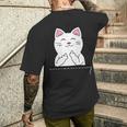 猫 中指 おもしろバッグ メンズTシャツ バックプリント 彼への贈り物