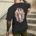 祝福された母 マリア イエスの母 バラ 聖母 カトリック メンズTシャツ バックプリント 彼への贈り物