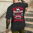 私は私の秋田犬が大好きです 犬の面白い子犬の恋人 メンズTシャツ バックプリント 彼への贈り物