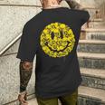 笑顔 顔 絵文字 パンクロック スカル ゴシック ボーンズ メンズTシャツ バックプリント 彼への贈り物