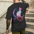 美しい宇宙星雲銀河猫のシルエット メンズTシャツ バックプリント 彼への贈り物