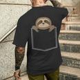 胸ポケット – フェイクポケットアニマルナマケモノ メンズTシャツ バックプリント 彼への贈り物