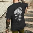 蘭、胡蝶蘭、胡蝶蘭 黒、白 メンズTシャツ バックプリント 彼への贈り物