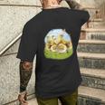 蝶 ひよこ 蝶 かわいい鶏 メンズTシャツ バックプリント 彼への贈り物