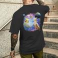 銀河を飛んでいる面白いオカメインコ オカメインコ メンズTシャツ バックプリント 彼への贈り物