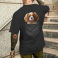 面白いtシャツ キャバリア 胸 ポケット イヌ わんこ メンズ 犬好き グッズ おもしろ 面白い 服 ネタ 長袖tシャツ メンズTシャツ バックプリント 彼への贈り物