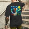 面白いtシャツ 犬 キャバリア ゴッホ 星月夜 わんこ メンズ おもしろ グッズ 服 かわいい メンズTシャツ バックプリント 彼への贈り物