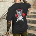 面白いフレンチブルドッグ ボクシング愛好家 ペット 犬 ボクシンググローブ メンズTシャツ バックプリント 彼への贈り物