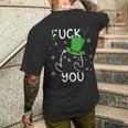 面白い黒猫レプラコーンファックラッキーユー聖パトリックデー メンズTシャツ バックプリント 彼への贈り物