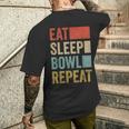 食べる眠るボウルを繰り返す おもしろボウリング メンズTシャツ バックプリント 彼への贈り物