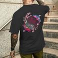鯉魚フラワーオブライフ神聖幾何学桜アート メンズTシャツ バックプリント 彼への贈り物