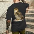 鳥 面白いtシャツ フクロウ ミミズク バードウォッチング 服 メンズ おもしろ グッズ 面白い おしゃれ メンズTシャツ バックプリント 彼への贈り物