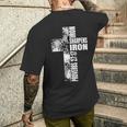 黒 白 十字架 鉄 シャープ 鉄の詩 キリスト教徒のカップル メンズTシャツ バックプリント 彼への贈り物
