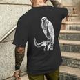 黒い線画 鷹 鳥獣戯画 メンズTシャツ バックプリント 彼への贈り物