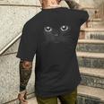 黒猫 顔 グラフィックデザイン 面白い猫 ハロウィンコスチューム メンズTシャツ バックプリント 彼への贈り物