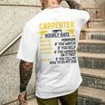 メンズ Carpenter Hourly Rate For Woodworker Carpenter Retro メンズTシャツ バックプリント 彼への贈り物
