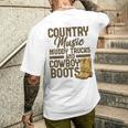 Country Music マディトラックとカウボーイブーツ ウェスタンusa メンズTシャツ バックプリント 彼への贈り物