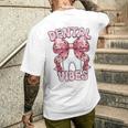 Dentalibes 歯 ピンク ヒョウ柄 弓 歯科医 メンズTシャツ バックプリント 彼への贈り物