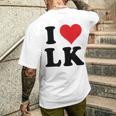 I Heart Lk Initials I Love LK First And Last Name L K メンズTシャツ バックプリント 彼への贈り物