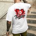 I Love Tunisia 旅行旗 ハート ツーリスト バケーション デザイン メンズTシャツ バックプリント 彼への贈り物