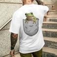 カエルの胸ポケット。 メンズTシャツ バックプリント 彼への贈り物