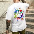 カラフルペイント スプラッター 肉球プリント 猫 犬 メンズTシャツ バックプリント 彼への贈り物
