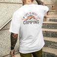 キャンプ おもしろ 楽しい 登山 キャンプしているときが人生最高 メンズTシャツ バックプリント 彼への贈り物