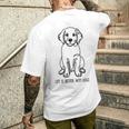 ゴールデンレトリバー シルエット ラインアート 犬と暮らす幸せ メッセージデザイン メンズTシャツ バックプリント 彼への贈り物