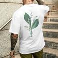 スズラン植物アートペインティングtシャツ メンズTシャツ バックプリント 彼への贈り物