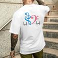 ツートーン 低音記号 ハート Ekg ウェーブ シアン&バブルガム ピンク メンズTシャツ バックプリント 彼への贈り物