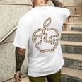 ヒョウ柄 りんご フルーツ ひらがな 隠し文字 タイポグラフィ ユニーク おもしろみ デザイン メンズTシャツ バックプリント 彼への贈り物