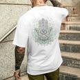 ファティマ・ハムサの手、難解なヨガ瞑想 メンズTシャツ バックプリント 彼への贈り物