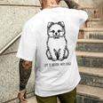 ポメプー シルエット ラインアート 犬がいると人生はもっと楽しい デザイン メンズTシャツ バックプリント 彼への贈り物