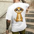 ミニマリストのミーアキャット 動物 シンプルでかわいいミーアキャット メンズTシャツ バックプリント 彼への贈り物