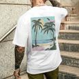 ヤシの木 ヤシの木 ビーチ 海 太陽 休暇 休暇 夏 メンズTシャツ バックプリント 彼への贈り物