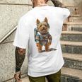 ヨークシャーテリア 犬 グラフィック ペット ヨークシャーテリア メンズTシャツ バックプリント 彼への贈り物