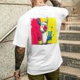 ラマ ダブルピース レトロ ポップ キャラクター グラフィック サイン ジェスチャー メンズTシャツ バックプリント 彼への贈り物