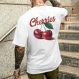 レトロなさくらんぼのイラスト 大胆な赤い果実 ヴィンテージ付き メンズTシャツ バックプリント 彼への贈り物