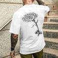 ヴィンテージ カーネーション ボタニカル ライン アート イラスト 黒インク メンズTシャツ バックプリント 彼への贈り物