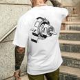 ヴィンテージロータリーエンジン設計図 カーグラフィック メンズTシャツ バックプリント 彼への贈り物