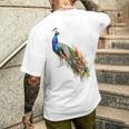 孔雀 動物 カラフル モチーフ 抽象画 孔雀 メンズTシャツ バックプリント 彼への贈り物