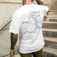 横浜市電鉄線鉄道おみやげ路線図 メンズTシャツ バックプリント 彼への贈り物