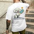 犬 遊び ピックルボール マルチーズ プードル 面白い ピクルスプードル メンズTシャツ バックプリント 彼への贈り物