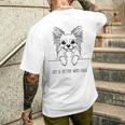 犬と一緒なら人生はもっと良くなる チワワ ラインアート ロングコートチワワ タイプ1 メンズTシャツ バックプリント 彼への贈り物