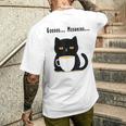 疲れた黒猫 – 月曜日の気分そのまま メンズTシャツ バックプリント 彼への贈り物