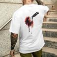 血まみれのナイフ シャツ ハロウィン ホラー 血しぶき メンズTシャツ バックプリント 彼への贈り物