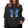 Blue Butterfly Beautiful Butterfly 長袖tシャツ レディーススウェットシャツ