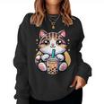 Boba Cat Drinking Boba Kitten Kawaii 日本人 男性 女性 キッズ レディーススウェットシャツ