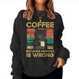Coffee Because Murder Is Wrong ファニーブラックキャット ビンテージ レディーススウェットシャツ