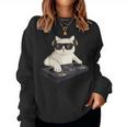 Dj Cat Techno Music Festival Lover Musician Women レディーススウェットシャツ